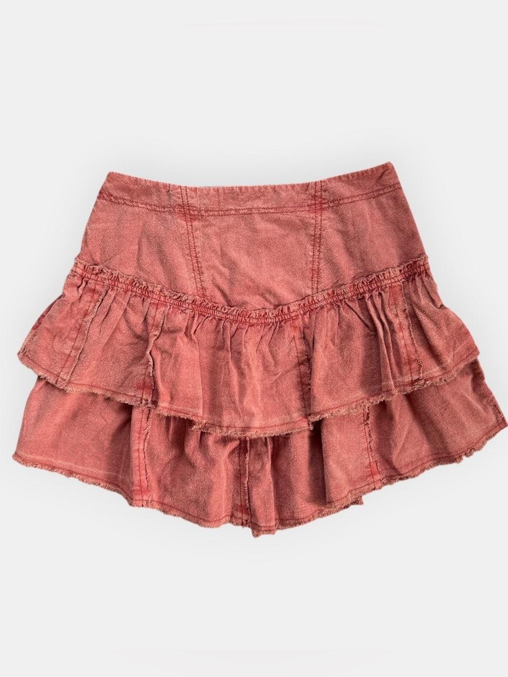Free People Ruffles in the Sand Tiered Mini Skirt Rust Petrichor Orange Size 4